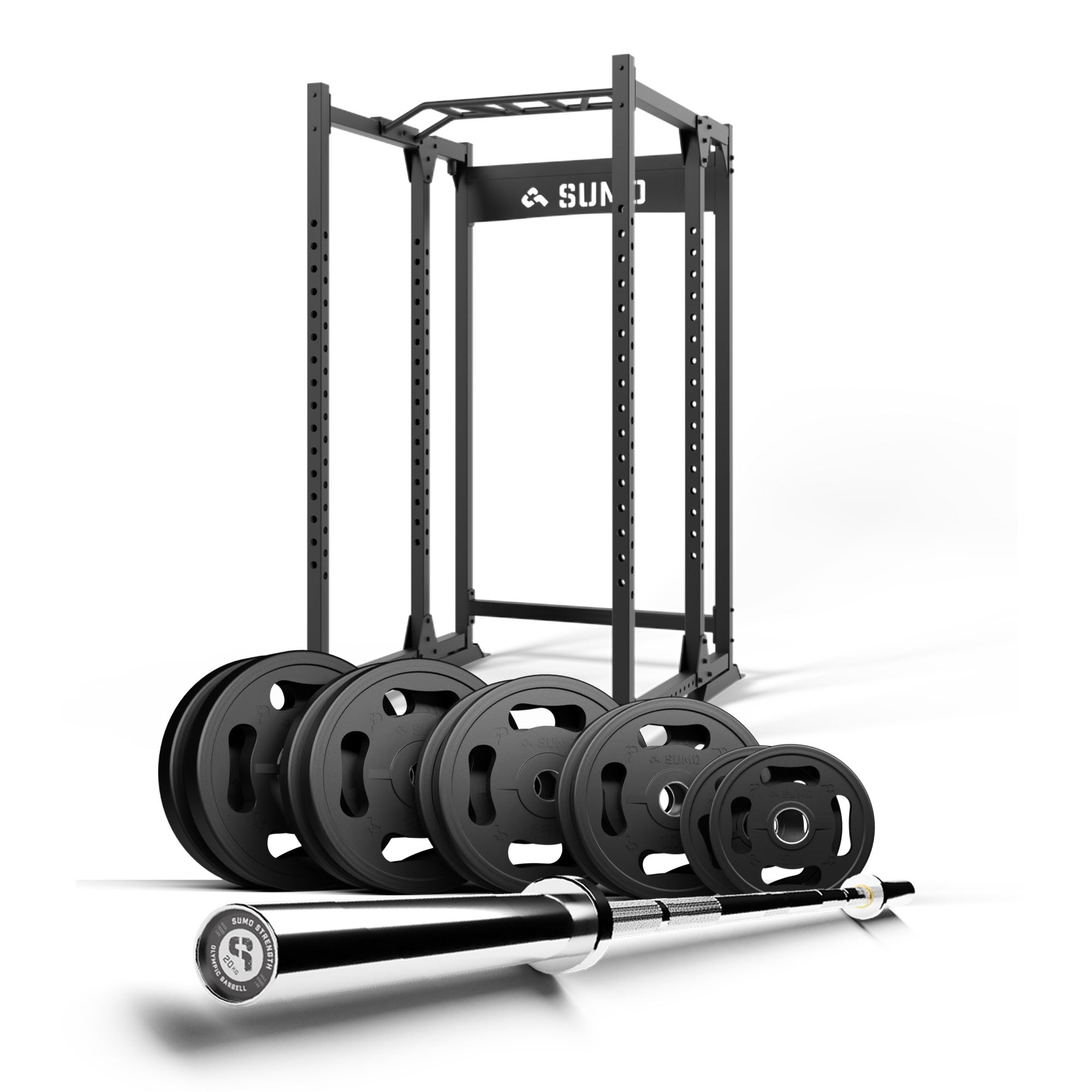 170kg Fold Away Power Rack Package with Quad Grip Weight Plates