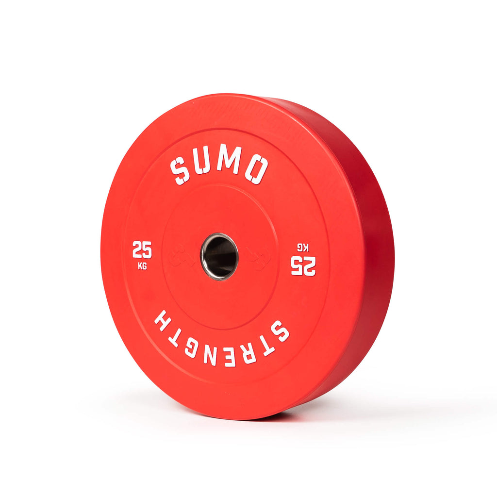 25KG Colour Rubber Bumper Plate (angled view)