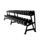 Black Hex Dumbbell Set with Rack (12.5-50kg) (angle view)