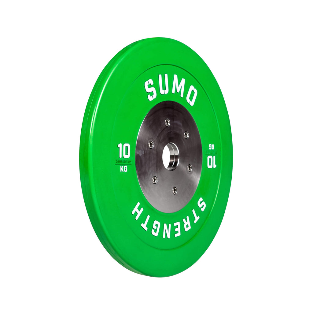 10KG Competition Bumper Plate (angled view))