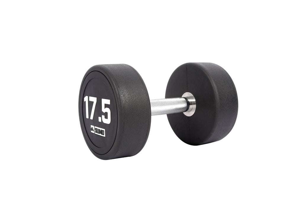 17.5kg Commercial PU Dumbbell (angled view)