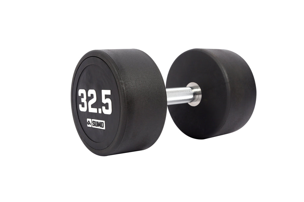 32.5kg Commercial PU Dumbbell (angled view)