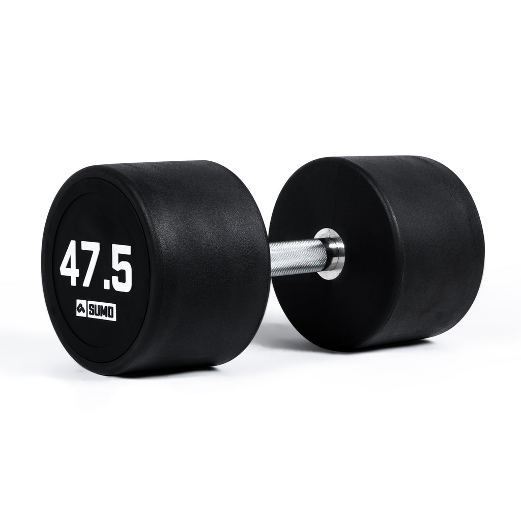 47.5kg Commercial PU Dumbbell (angled view)