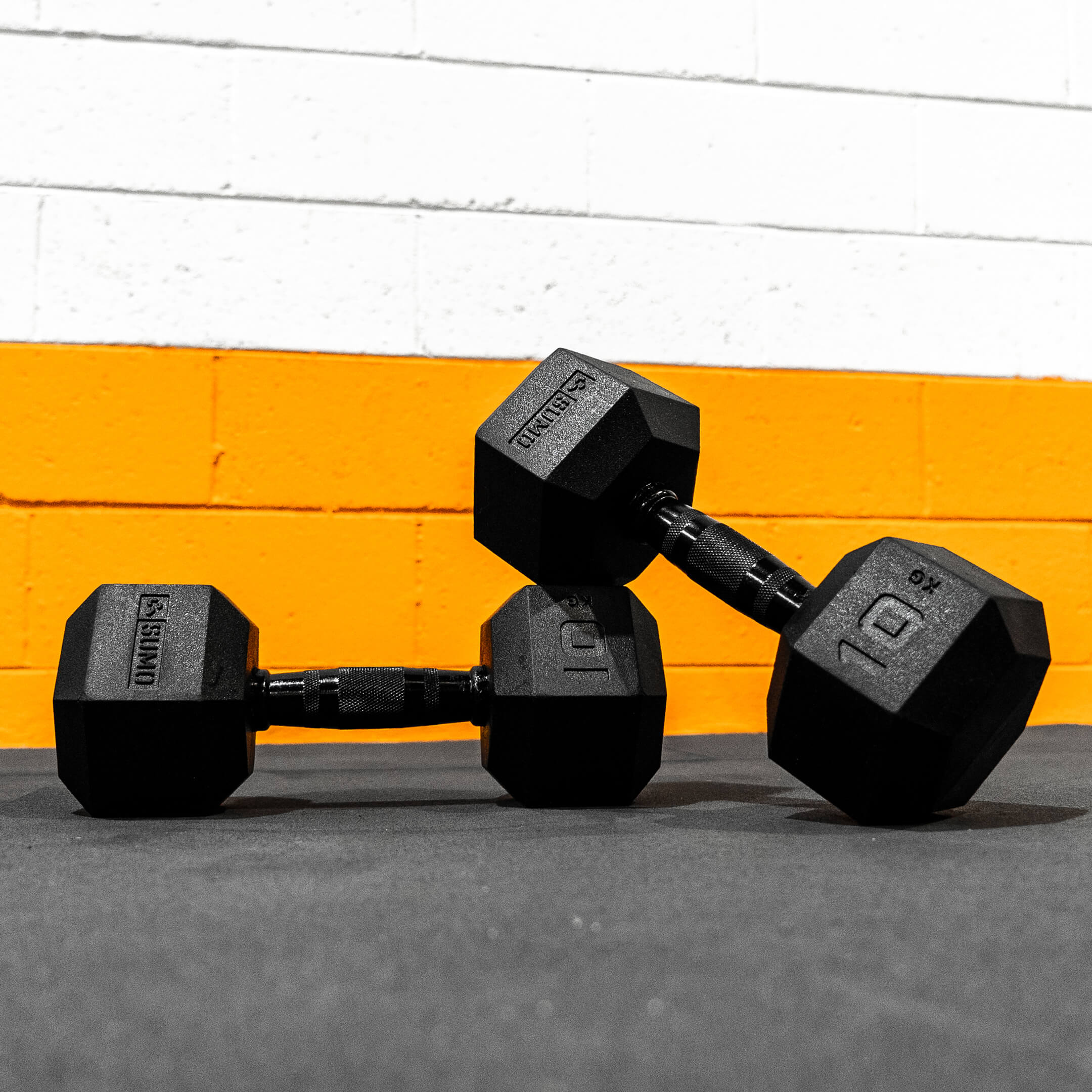 10kg Black Hex Dumbbells (in gym)