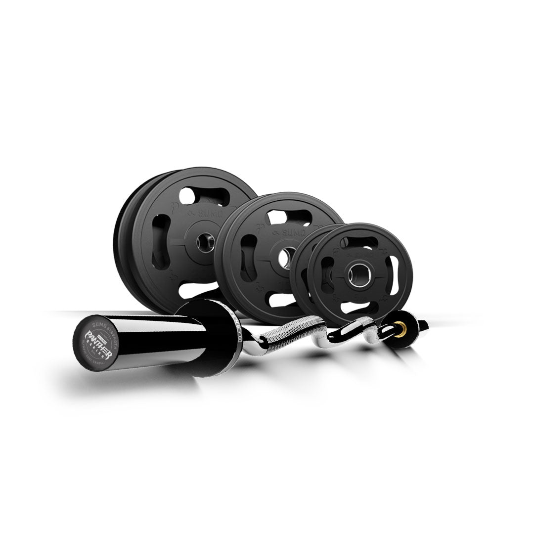 45kg Quad Grip Plate & Curl Barbell Set Sumo Strength